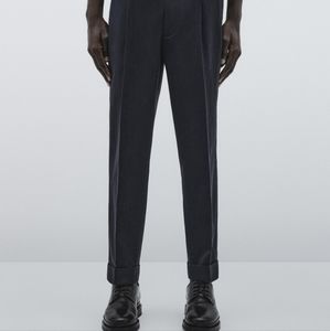 Massimo Dutti Studio Double Dart Canvas Trousers | Size 31